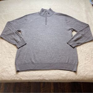 Goodthreads Gray 1/4 Zip 100% Merino Wool Gray Pullover Sweater Size XL